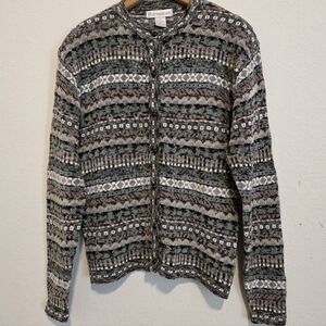 VTG Dressbarn Button Front Cardigan Sweater Boho Cottage Grandma Size XL